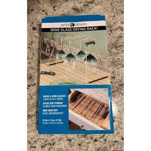 Inter Design Wine Glass Drying Rack Holds 6 Glasses Folds Flat Rust Proof L2